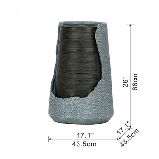 Sunvega Modern Polyresin Water Fountain with Light for Indoor Outdoor Garden