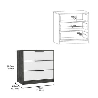 Sunvega Maryland Three Drawer Dresser with Superior Top in Black Wengue Pine Finish