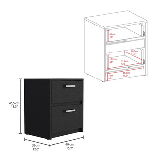 Sunvega White Finish Chequered Nightstand with Two Spacious Drawers