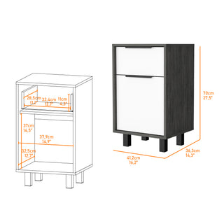 Sunvega Maryland Z Nightstand with One Drawer and Cabinet in Smokey Oak White