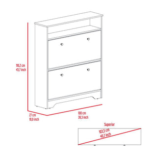 Sunvega Dark Brown Finish Shoe Rack with Two Extendable Cabinets and One Open Shelf