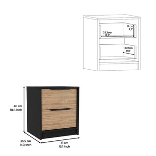 Sunvega 18 Inch High Modern Nightstand with Two Drawers and Metal Hardware