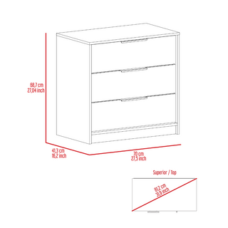 Sunvega Maryland Three Drawer Dresser with Superior Top in Black Wengue Pine Finish