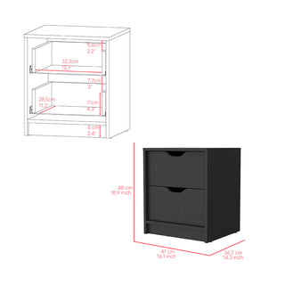 Sunvega Two Drawer Nightstand with Black Wengue Finish for Bedroom