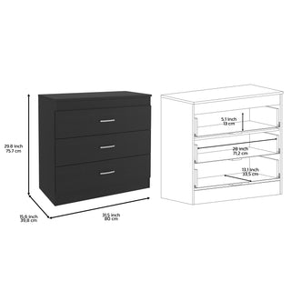 Sunvega Three Drawer Dresser with Superior Top in Black Wengue Finish