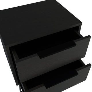 Sunvega Modern Black Wengue Finish Nightstand with Two Drawers and Hairpin Legs