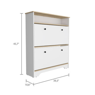 Sunvega Dark Brown Finish Shoe Rack with Two Extendable Cabinets and One Open Shelf
