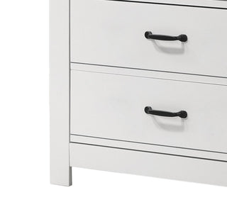 Sunvega 31 Inch White 5-Drawer Chest with Black Handles Paper Lamination Finish