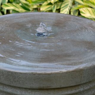 Sunvega Large Concrete Ribbed Water Fountain with Bird Feeder and Modern Industrial Style