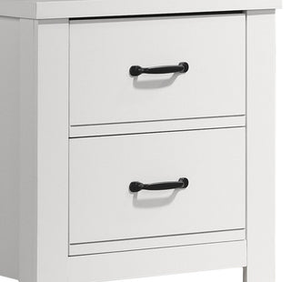 Sunvega Cassini 21.5 Inch White 2-Drawer Nightstand with Black Handles