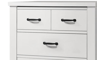 Sunvega 31 Inch White 5-Drawer Chest with Black Handles Paper Lamination Finish