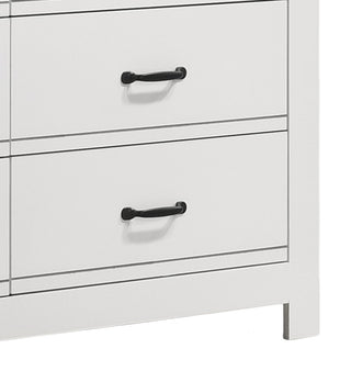 Sunvega White 6-Drawer Dresser with Black Handles and Paper Lamination Finish