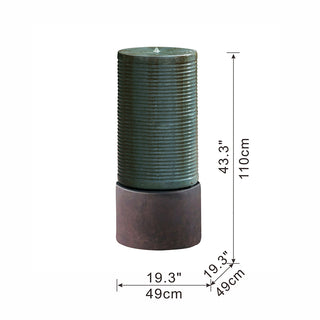 Sunvega Large Concrete Ribbed Water Fountain with Bird Feeder and Modern Industrial Style