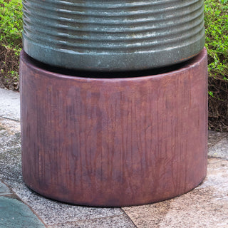 Sunvega Large Concrete Ribbed Water Fountain with Bird Feeder and Modern Industrial Style