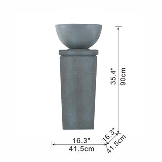 Sunvega Polyresin Gray Zen Bowl Water Fountain Outdoor Bird Feeder and Bath