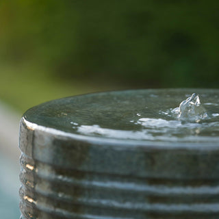 Sunvega Large Concrete Ribbed Water Fountain with Bird Feeder and Modern Industrial Style