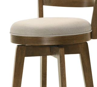 Sunvega Walnut Ladder Back Swivel Chair with Upholstered Seat and Foot Rest