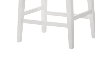 Sunvega 17 Inch White Counter Height Upholstered Seat Backless Stool with Foot Rest