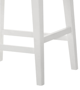 Sunvega 17 Inch White Counter Height Upholstered Seat Backless Stool with Foot Rest