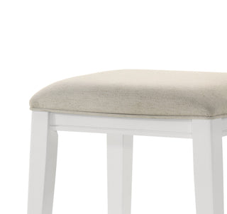 Sunvega 17 Inch White Counter Height Upholstered Seat Backless Stool with Foot Rest