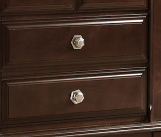 Sunvega Cappuccino Wood Veneer Night Stand with Silver Hardware for Bedroom