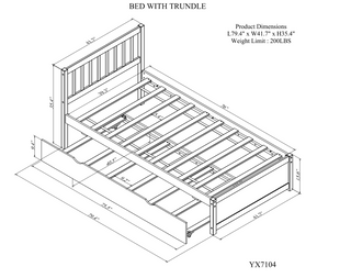 Sunvega Modern Walnut Twin Size Platform Bed Frame with Trundle for Space Saving