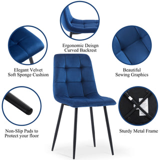 Sunvega Grey Velvet Dining Chairs Set of 2 with Metal Legs for Kitchen and Living Room