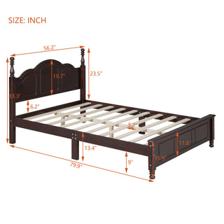 Sunvega Retro Style Solid Wood Platform Bed Frame with Slat Support for Full Size Mattress