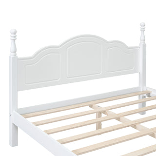Sunvega Retro Style Solid Wood Platform Bed Frame with Slat Support for Full Size Mattress