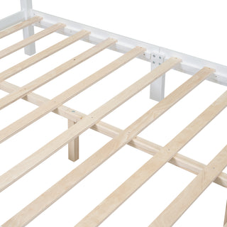 Sunvega Retro Style Solid Wood Platform Bed Frame with Slat Support for Full Size Mattress