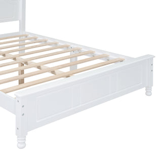 Sunvega Retro Style Solid Wood Platform Bed Frame with Slat Support for Full Size Mattress