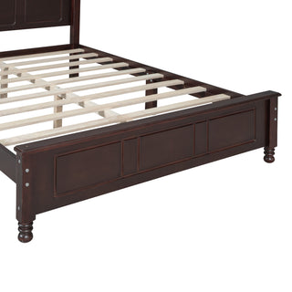 Sunvega Retro Style Solid Wood Platform Bed Frame with Slat Support for Full Size Mattress