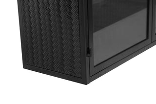 Sunvega Modern Two-Door Wall Cabinet with Three-Tier Storage for Living Room