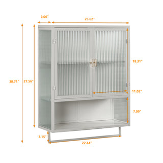 Sunvega Modern Two-Door Wall Cabinet with Three-Tier Storage for Living Room