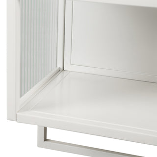 Sunvega Modern Two-Door Wall Cabinet with Three-Tier Storage for Living Room
