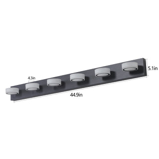 Sunvega Dimmable 5-Light LED Vanity Fixture with 360° Rotatable Design for Bathroom