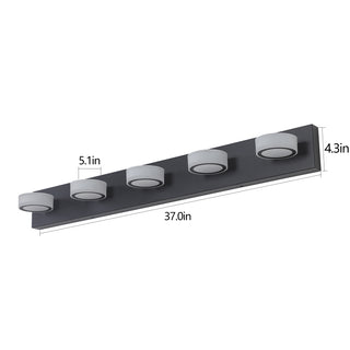 Sunvega Dimmable 5-Light LED Vanity Fixture with 360° Rotatable Design for Bathroom