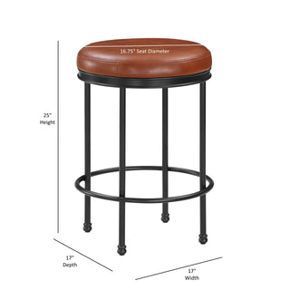 Sunvega Caramel Faux Leather and Metal Backless Counter Stool with Padded Seat