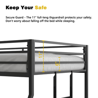 Sunvega Twin over Full Metal Bunk Bed with Ladder and Guardrails for Kids and Adults