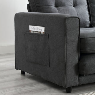 Sunvega Velvet Linen Convertible Sofa Bed with Storage for Small Spaces