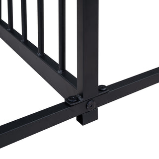 Sunvega Sturdy Metal Twin Size House Platform Beds with Guardrails