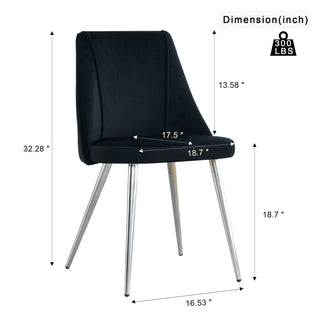 Sunvega Modern Velvet Dining Chair with Chrome Metal Legs Set of 4 for Home