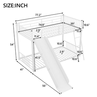 Sunvega Durable Metal Twin over Twin Bunk Bed with Fun Slide