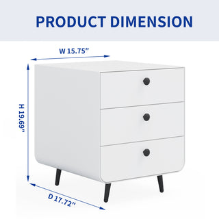 Sunvega Modern Steel Bedside Cabinet with 3 Drawers for Bedroom Living Room Storage