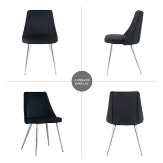Sunvega Modern Velvet Dining Chair with Chrome Metal Legs Set of 4 for Home