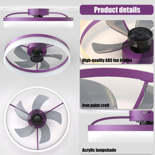 Sunvega Dimmable LED Ceiling Fan with Light for Modern Bedroom Living Room