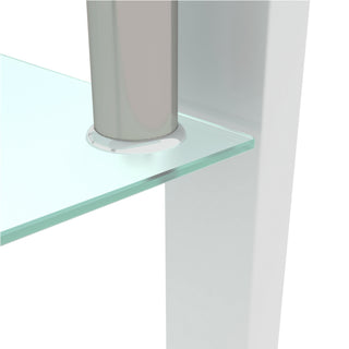 Sunvega Modern Clear Glass Coffee Table with Double Layer Storage for Living Room