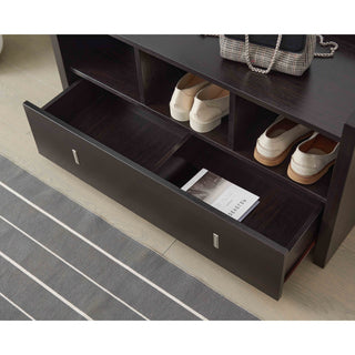 Sunvega Red Cocoa Shoe Entry Bench with Storage Drawer and Three Shelves