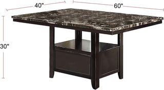 Sunvega Contemporary Brown Faux Marble Rectangular Dining Table with Storage Shelves
