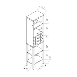 Sunvega Four Shelves Wooden Wine Bottle Rack with Metal Glass Holder